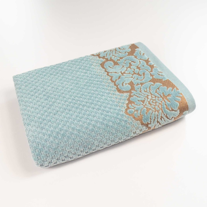 Рушник махровий середній 50x90см Damask Преміум якості Жакардовий з велюром 550г/м2 GM Textile (М'ятний)